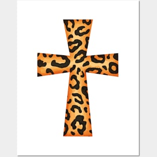 Easter Cross Leopard Posters and Art